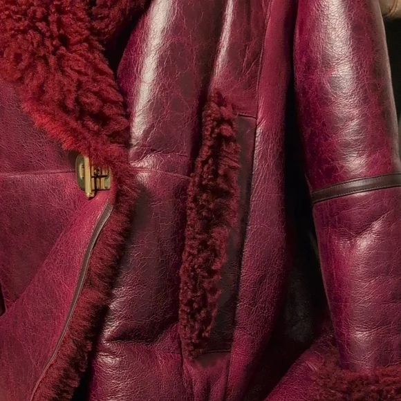 NWT Tommy Hilfiger Leather Shearing Jacket Coat Turkey Oxblood XXXL Peacoat - Picture 4 of 15
